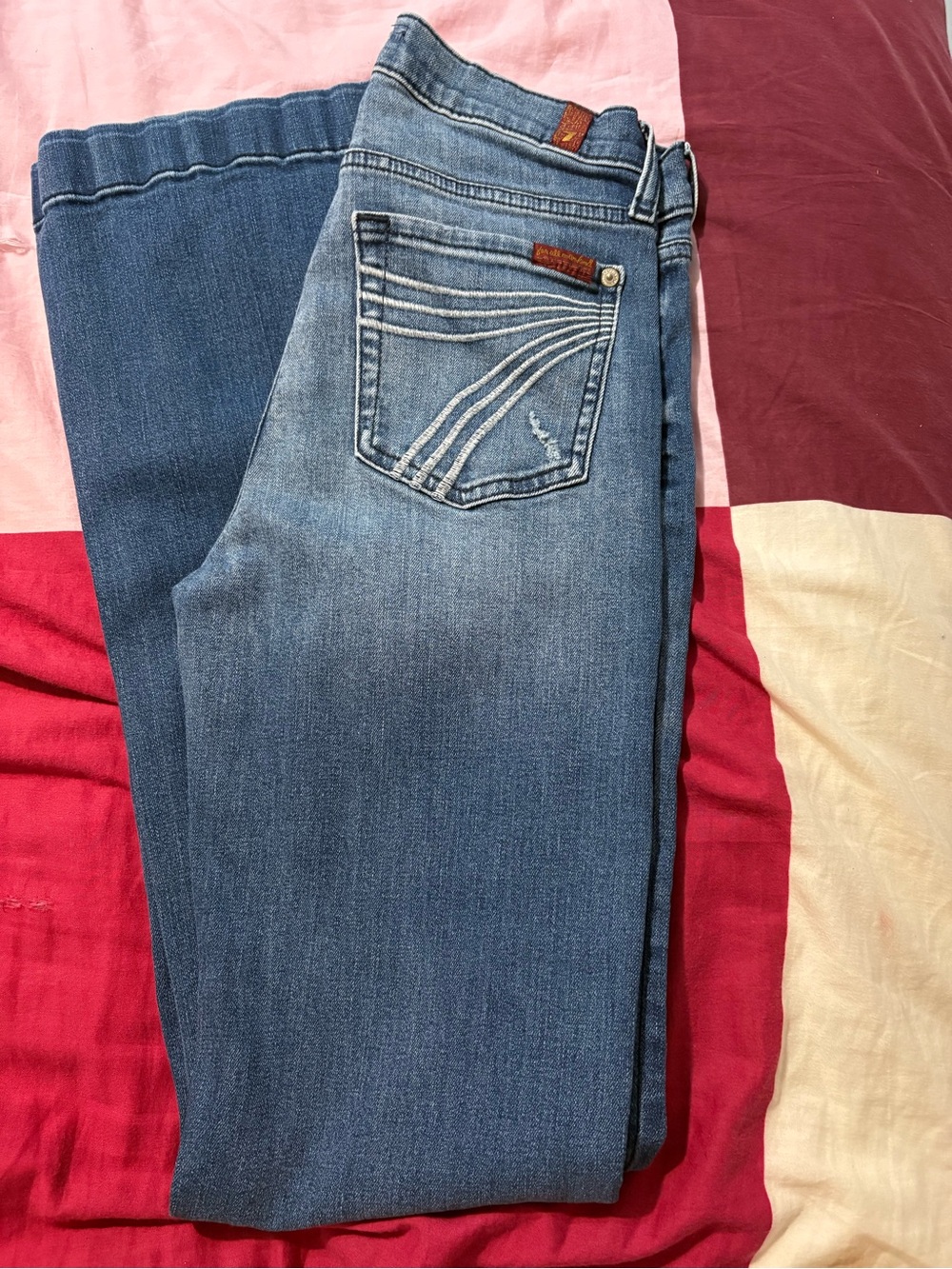 7 For All Mankind Women's Medium Blue Bootcut Jeans-Faded Indigo Wash FIRM PRICE